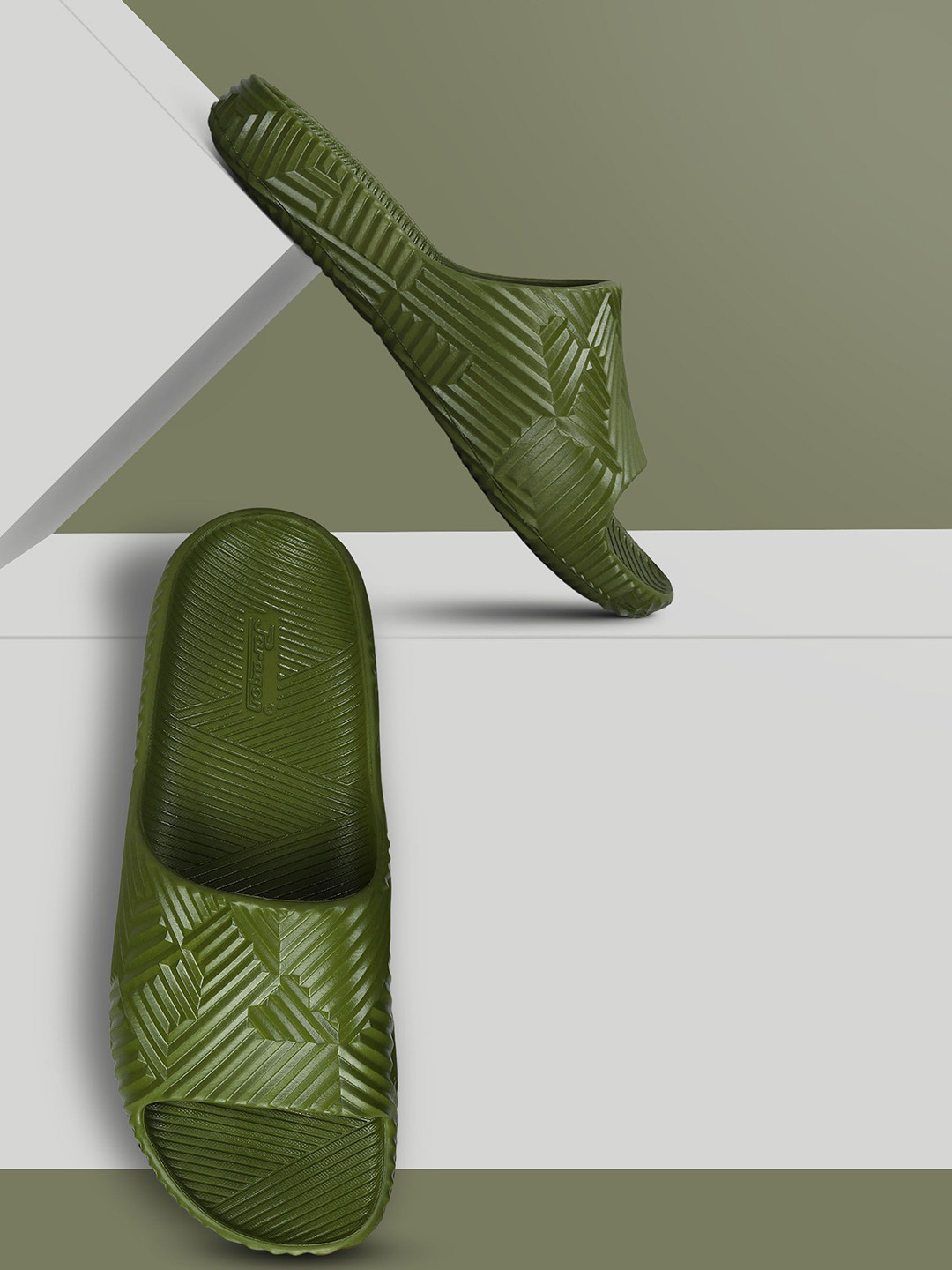 Paragon Men Olive Croslite Open Toe Sliders Flip Flops