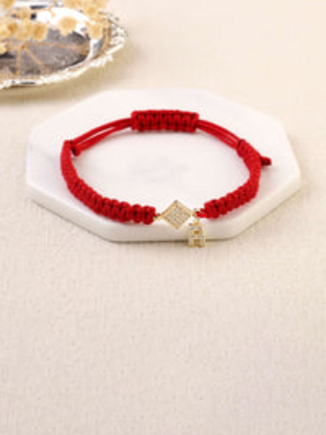 SALTY Stone Studded Thread R Initial Wraparound Bracelet