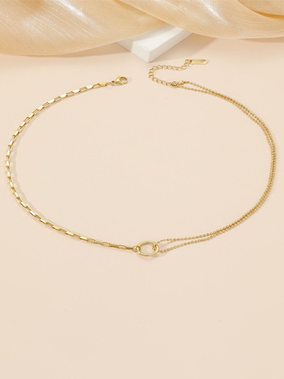 MYKI Gold-Plated Stainless Steel Ring Pendant with Chain