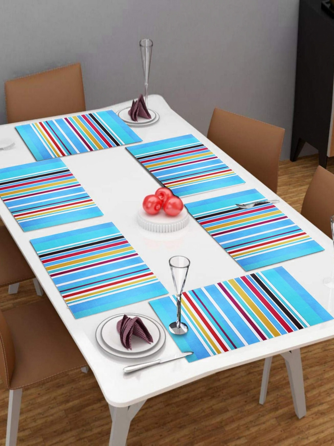 LooMantha Blue & White 6 Pieces Rectangle Shaped Printed Table Placemats