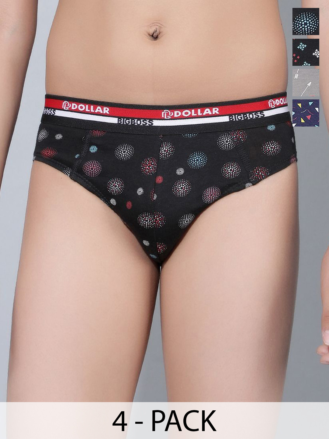 Dollar Bigboss Kid's Printed Pack of 4 Combed Cotton Brief