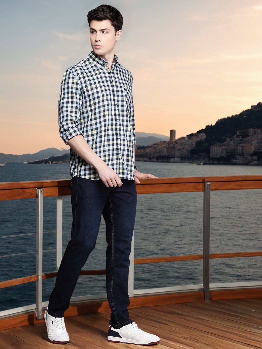 French Connection Pure Cotton Slim Fit Gingham Checked Casual Shirt