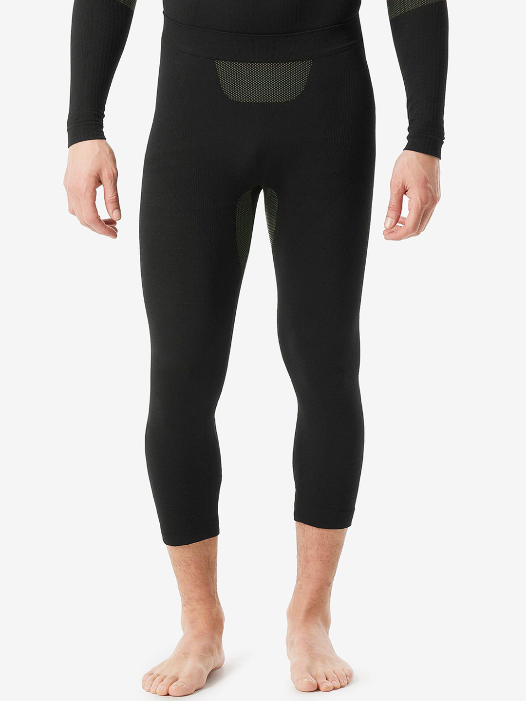 Decathlon WEDZE - Men Black Soft Seamless Base Layer Winter Thermal Bottoms