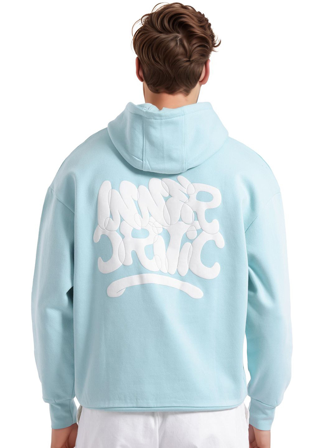 RARE RABBIT Men Back Printed Hooded Cotton Sweatshirt