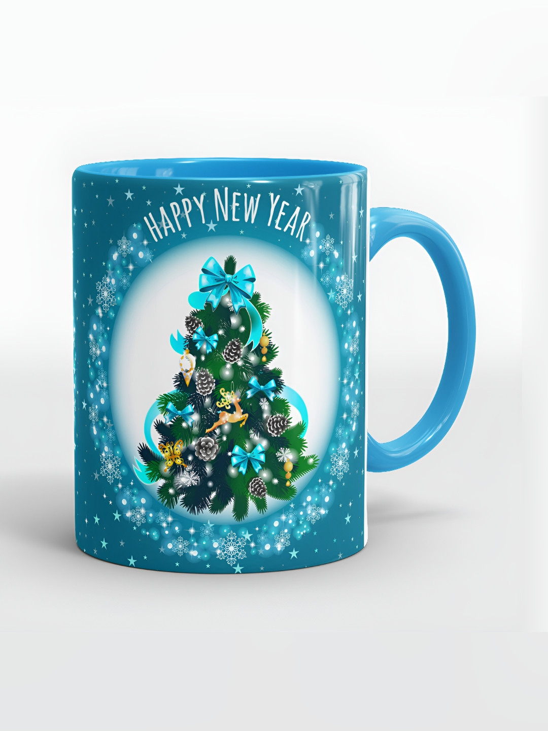 SUBLIKRAFT Blue & Green Printed Ceramic Glossy Mug 330 ml