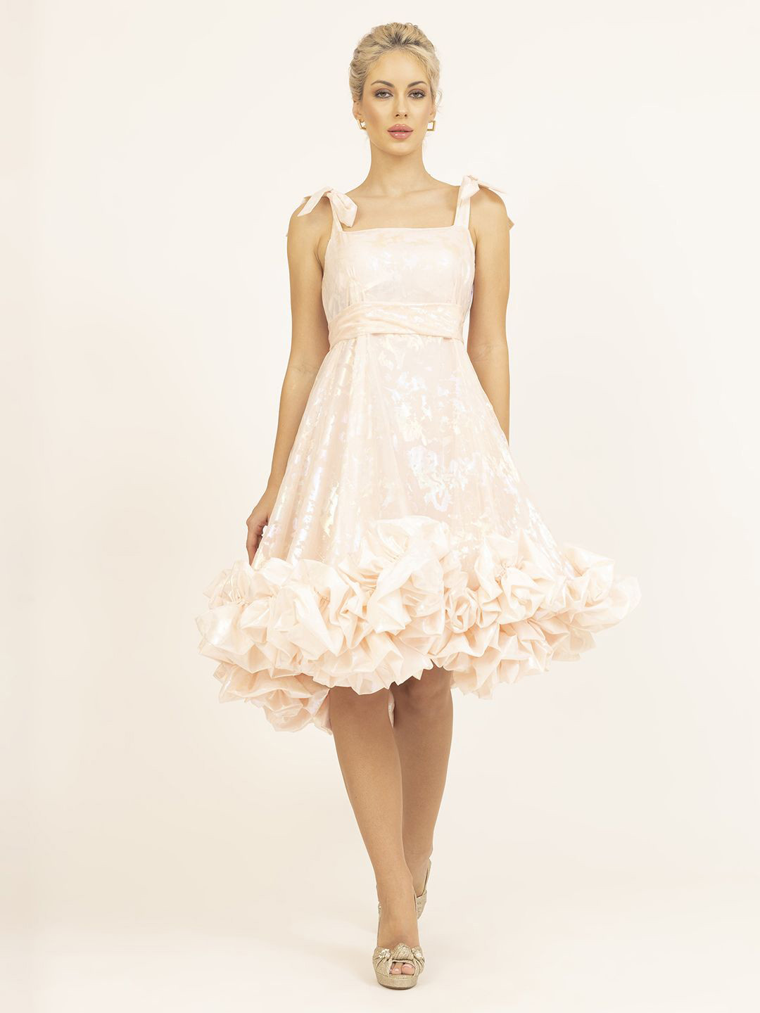 LELA  Women A-Line  Ruffle Tiered Dress Comes with a belt