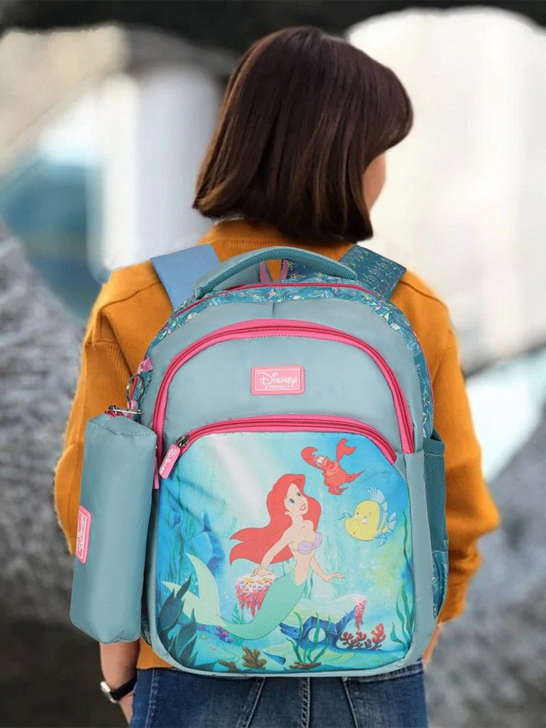 Priority Girls Disney Princess Mermaid Printed School Backpack 20L