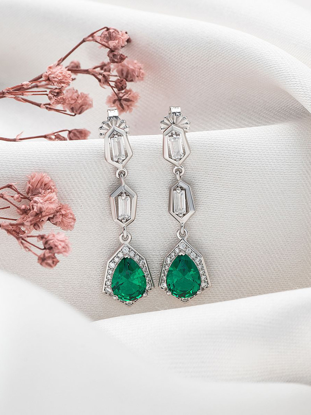 SILBERRY Silver-Plated Silberry Sterling Silver Cubic Zirconia Tassel Drop Earrings