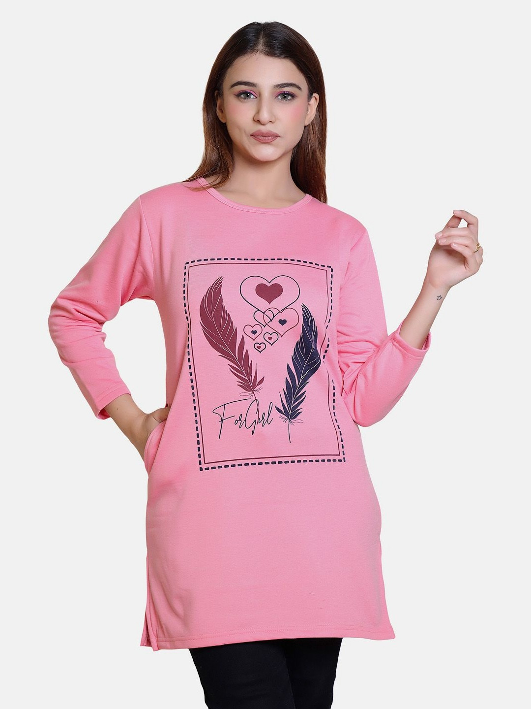 Divine Girl Women Printed Woollen T-shirt