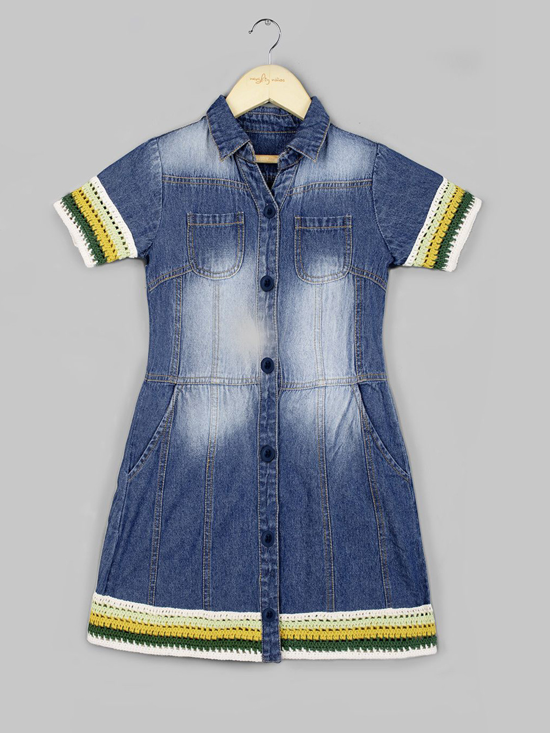 Naughty Ninos Girls Cotton Crochet Styled Shirt Dress