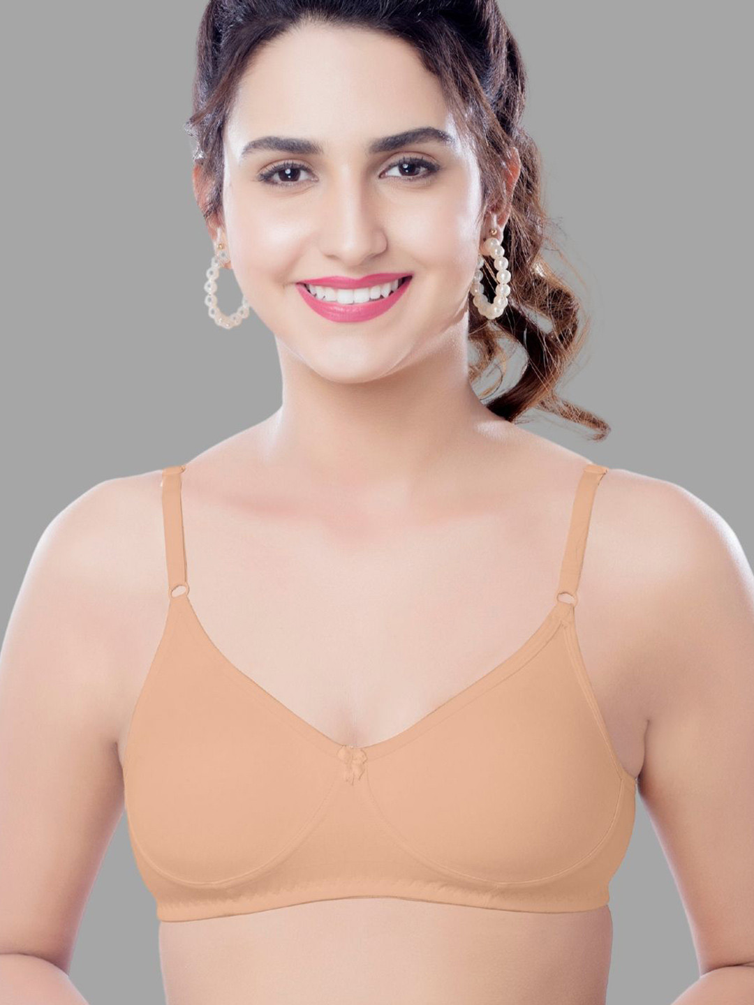 BRIDA LADIES INNERWEAR Women Beige Organic Cotton Back Closure Half Coverage T-shirt Bra