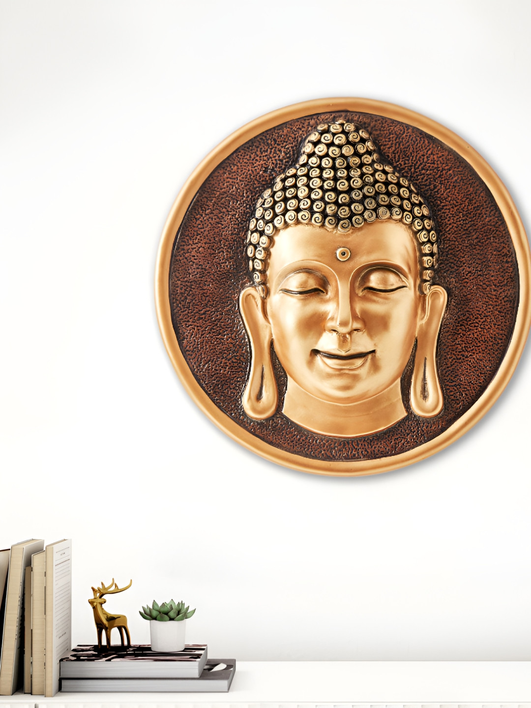 Home Centre Buddha Wall Accent Plastic Glossy Hanging Hall Spiritual Wall Decor-15.7In