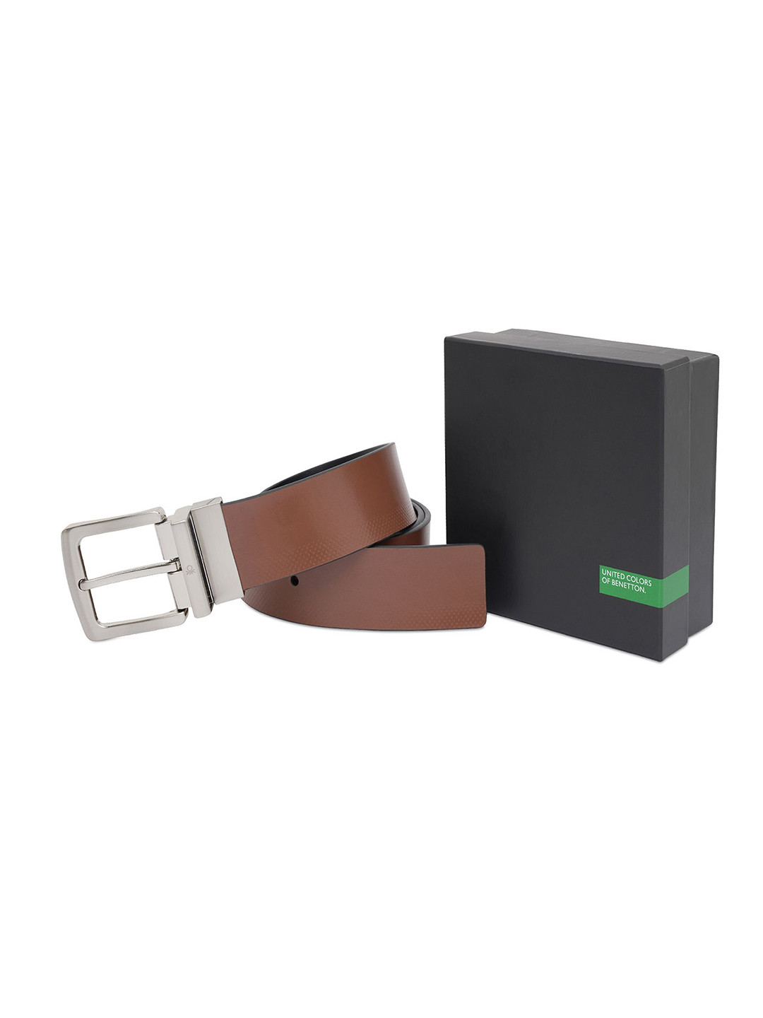 United Colors of Benetton Men Leather Reversible Pull and Twist Formal Belt