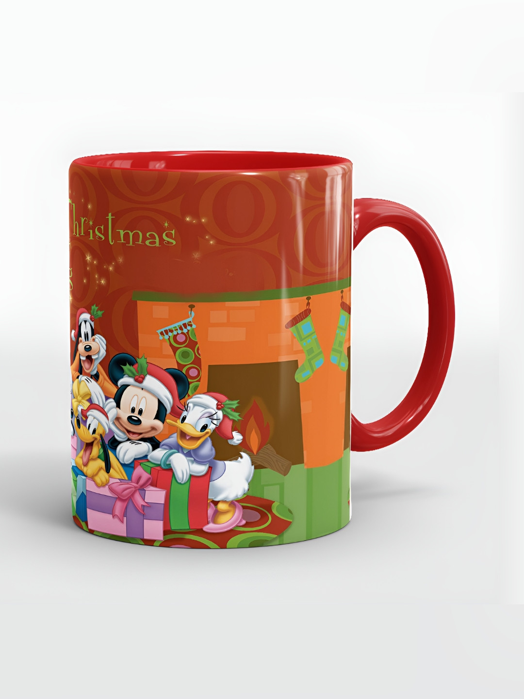 SUBLIKRAFT Maroon & Green Printed Ceramic Glossy Mug 330 ml