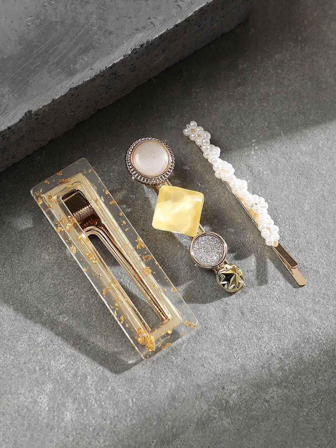 SOHI Women Set of 3 Embellished Bobby Pins