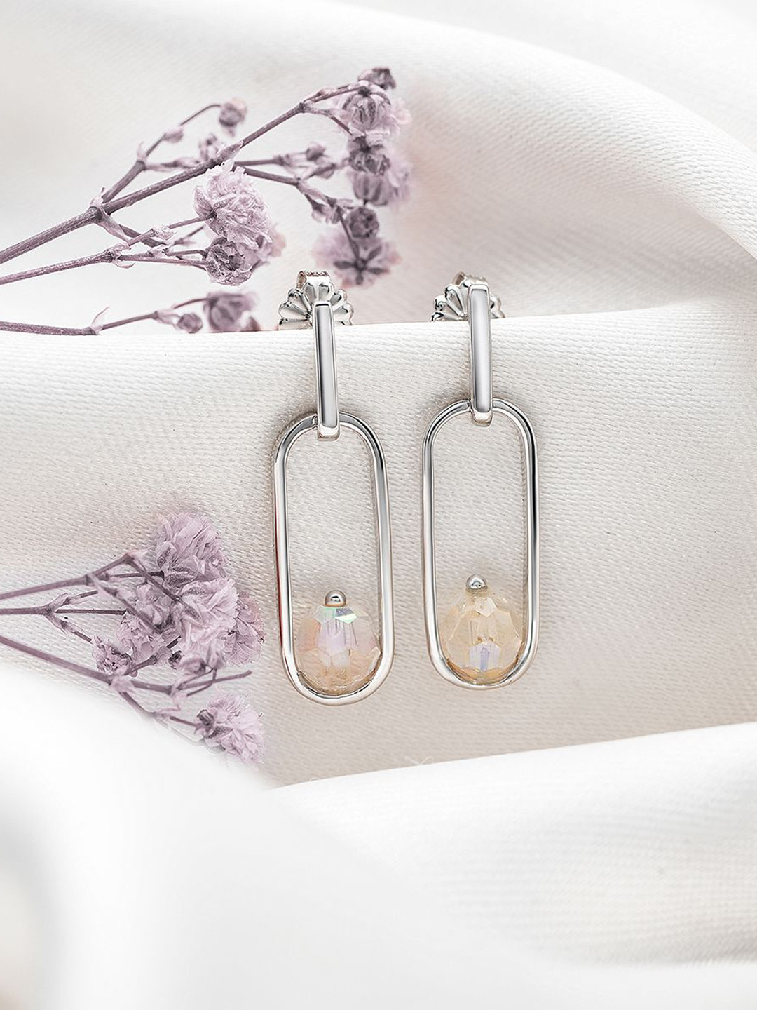 SILBERRY Silver-Plated Silberry Sterling Silver Cubic Zirconia Halo Drop Earrings