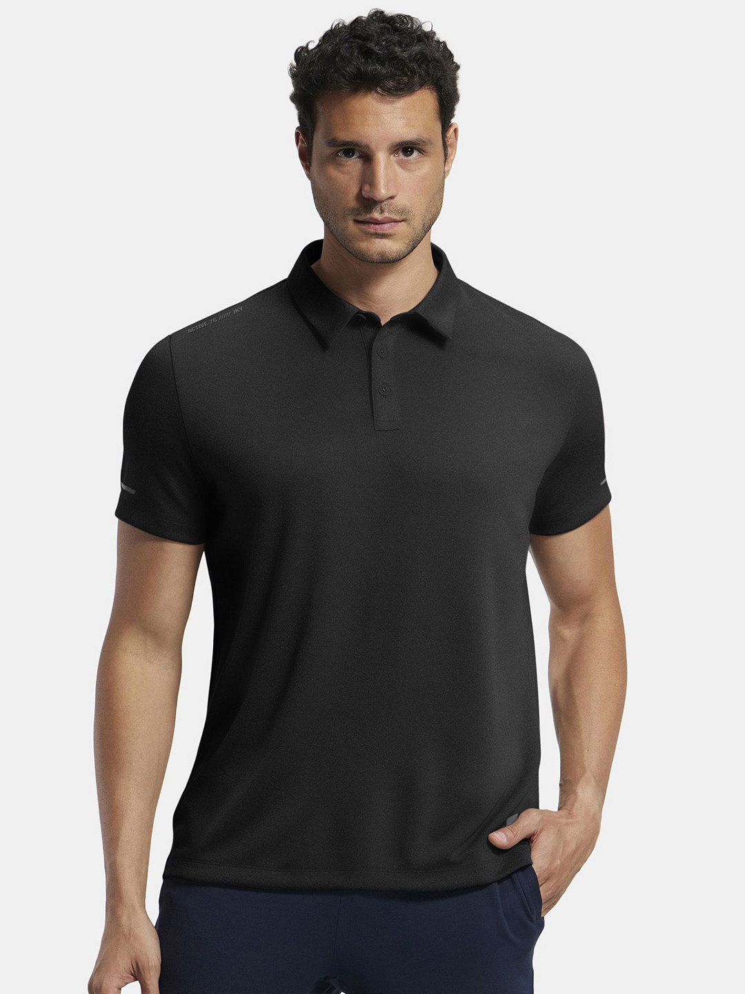 Jockey Recycled Microfiber Active Wear Half Sleeve Polo T-Shirt with Breathable Mesh-MV41