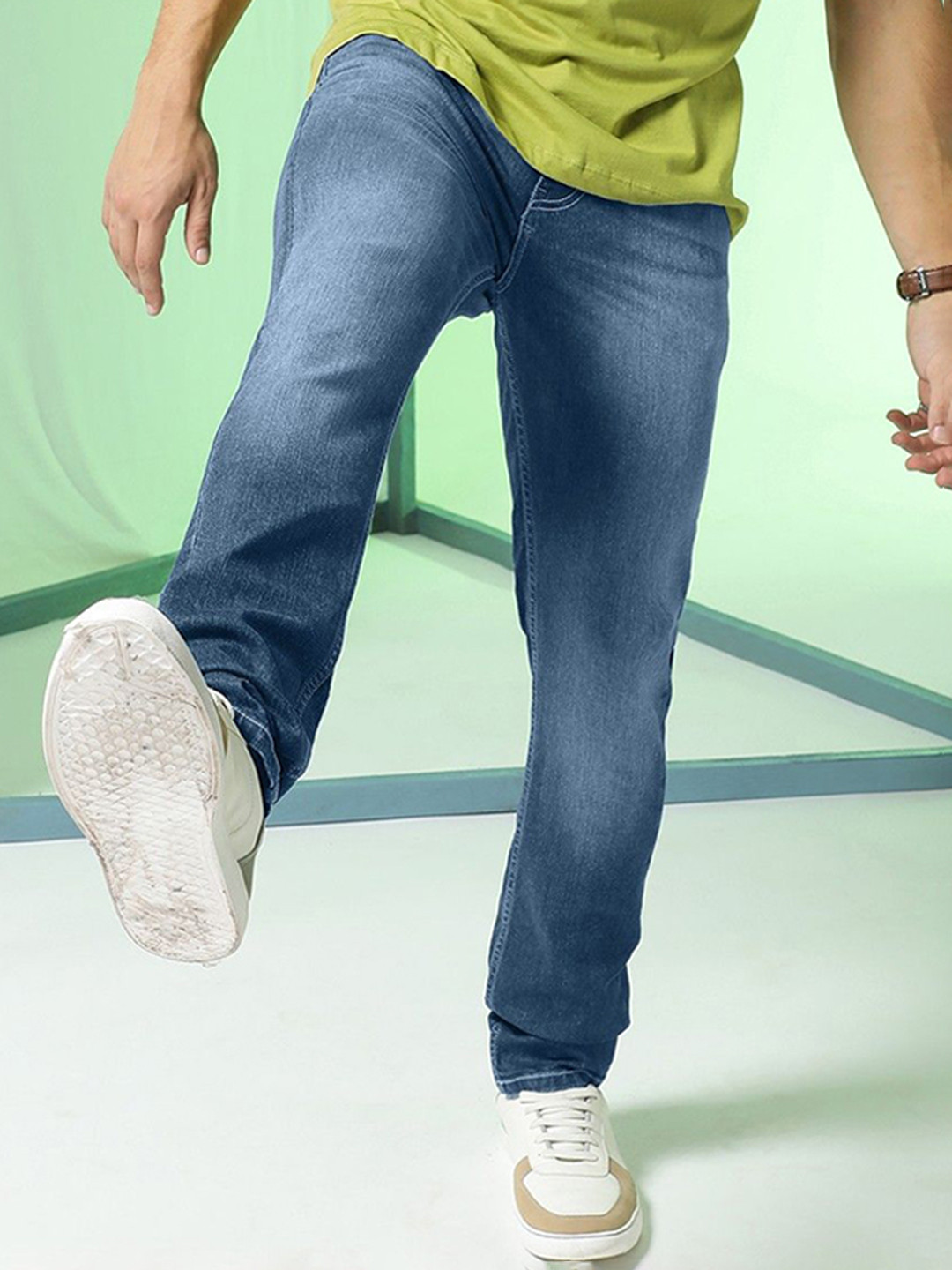 Markle Moro Men Blue Cotton Slim Fit Heavy Fade With belt loops Stretchable Jeans