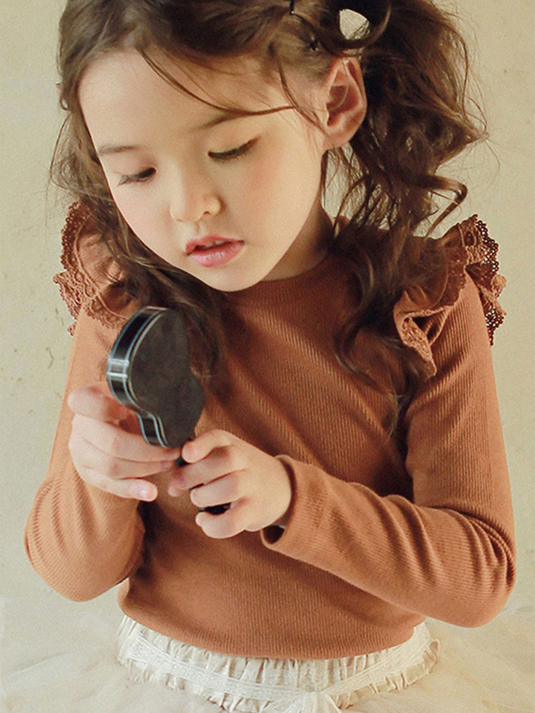 LULU & SKY Girls Long Sleeves Ruffle Trim Top