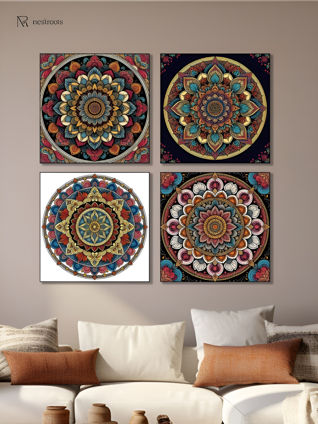 nestroots Canvas 4 Piece Wall Square Paintings Wall Art - 24 x 24 In
