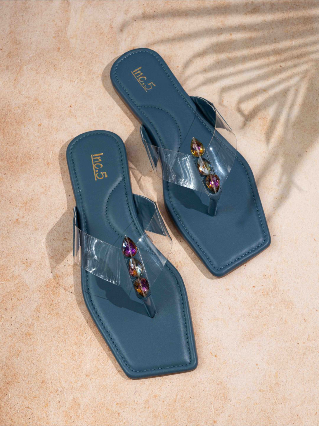 Inc 5 Women Transparent Square Flats