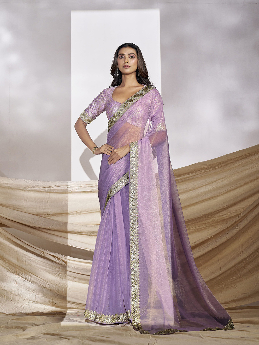 TANNAH Embellished Zari Organza Saree
