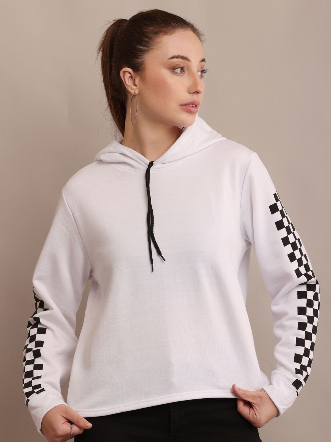 Raabta Fashion Women Self Design Hooded Sweatshirt