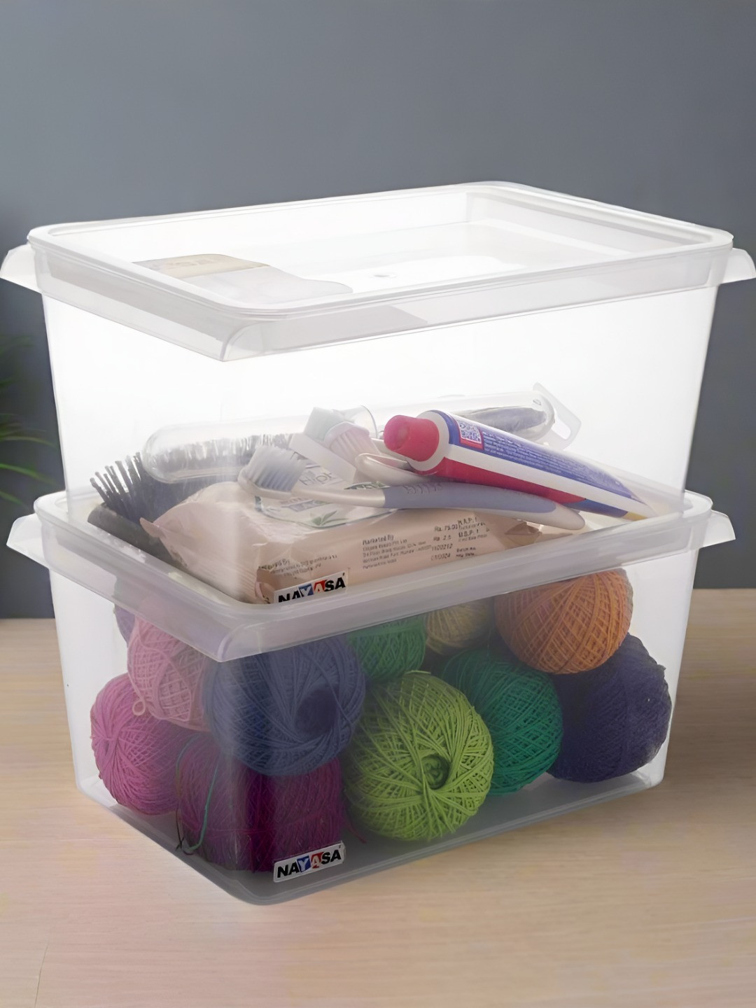 Nayasa Stack N Store Transparent Plastic Easy To Clean 2 Piece Clip-On Canister-5L