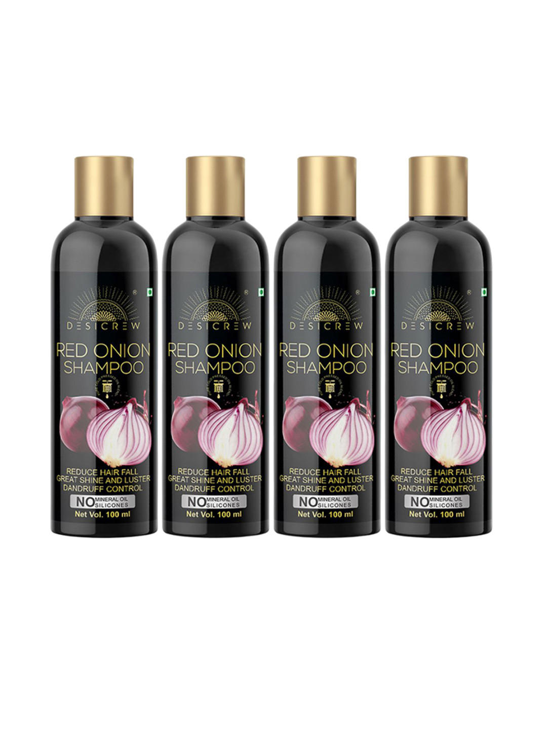 Desi Crew Set Of 4 Dandruff Control Red Onion Shampoo - 100 ml Each