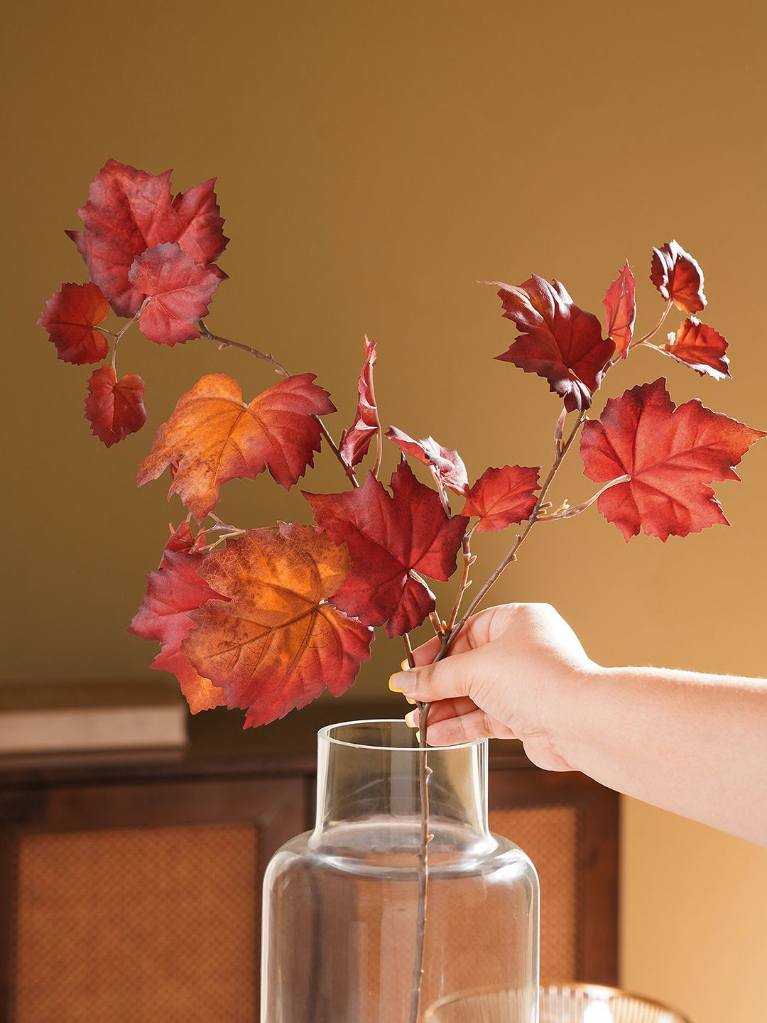 Pure Home and Living Red Grape Leaf Artificial Flower