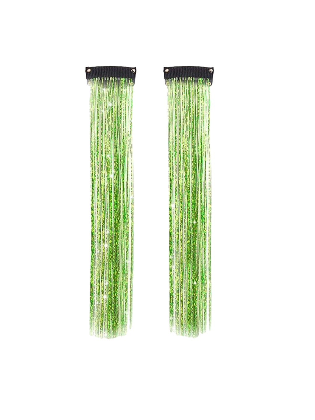D-Divine 2Pcs Tinsel Clip-In Straight Coloured Strand Hair Extensions 50.8cm - Grass Green