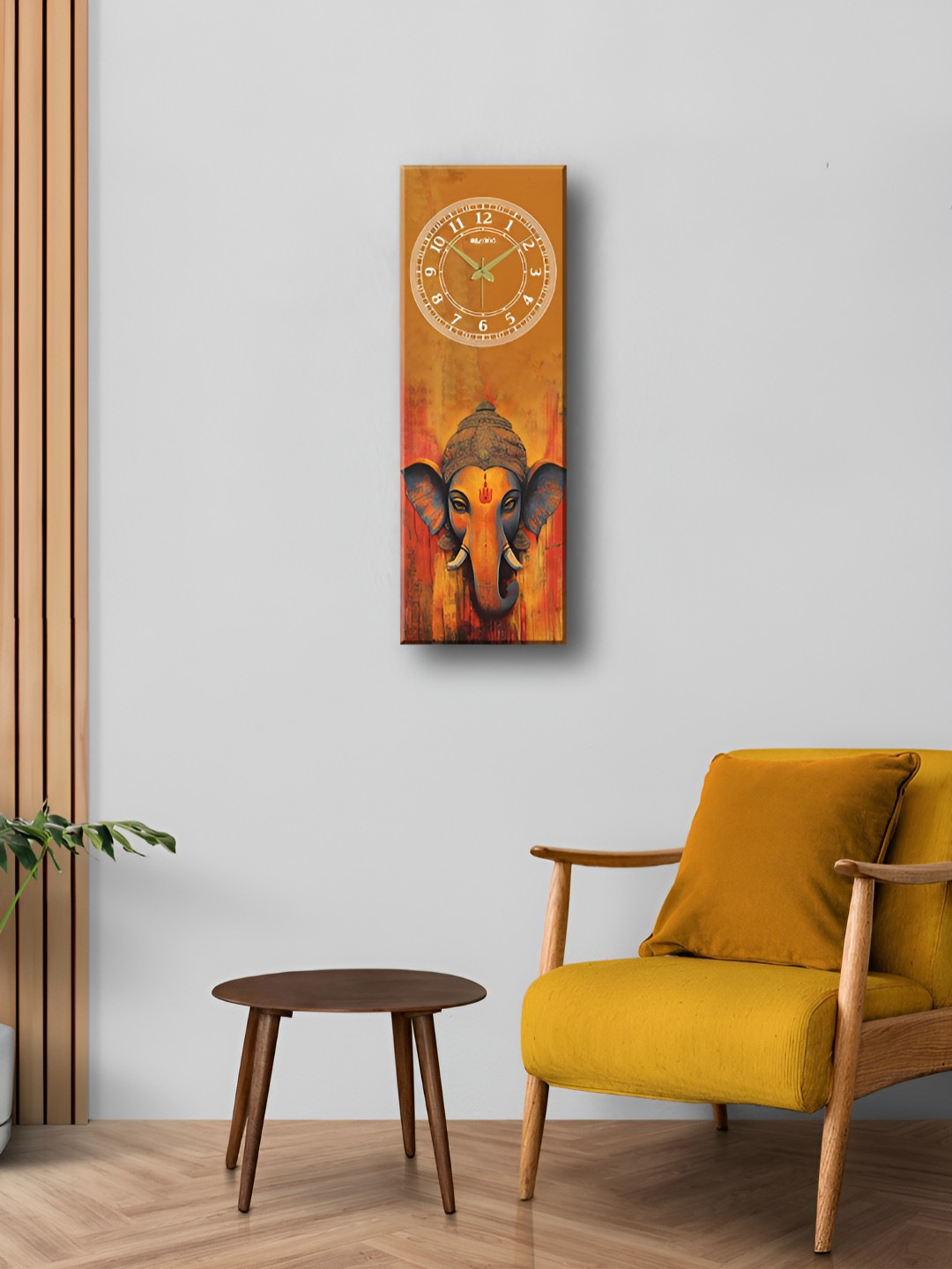 OLIVE TREE Wooden Designer Wood Silent Clock Rectangle Battery Analogue Ganesha Wall Clock