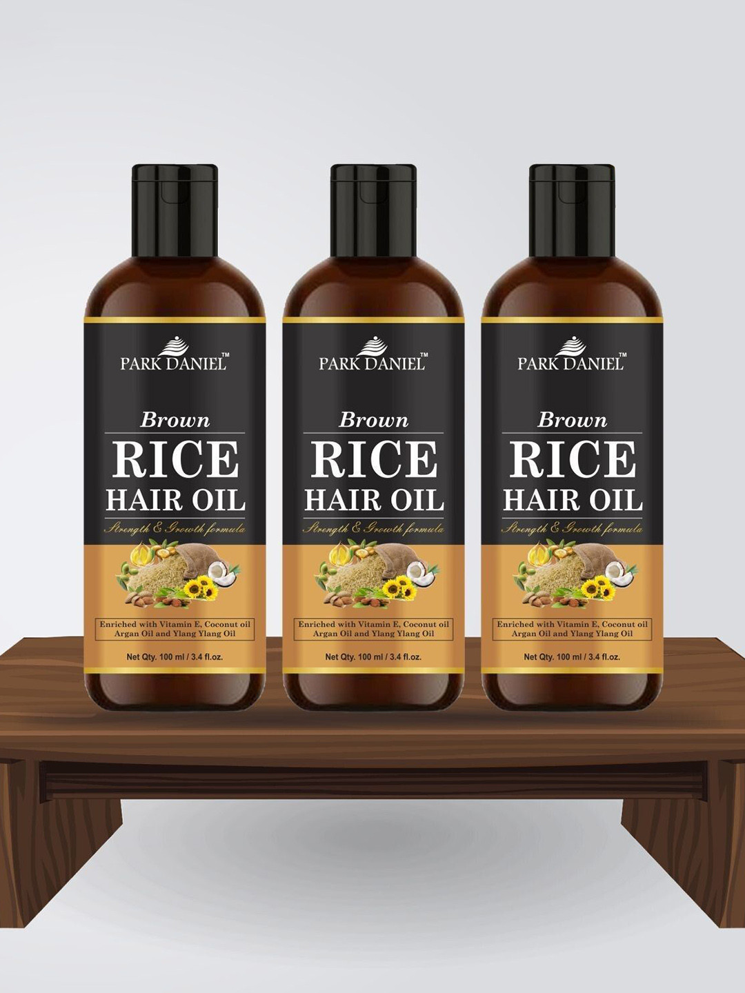 Park Daniel Set Of 3 Brown Rice Anti Hair Fall Oil - 100 ml Each