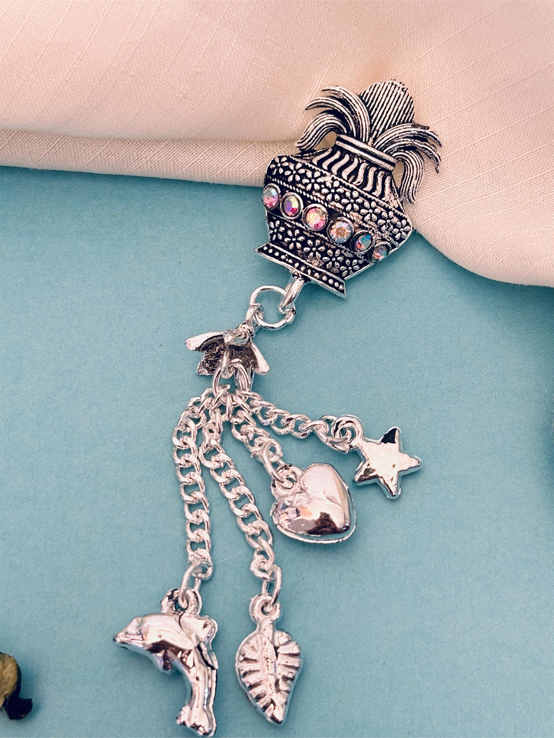 ABDESIGNS Kempstone Studded Saree Clip Accessories