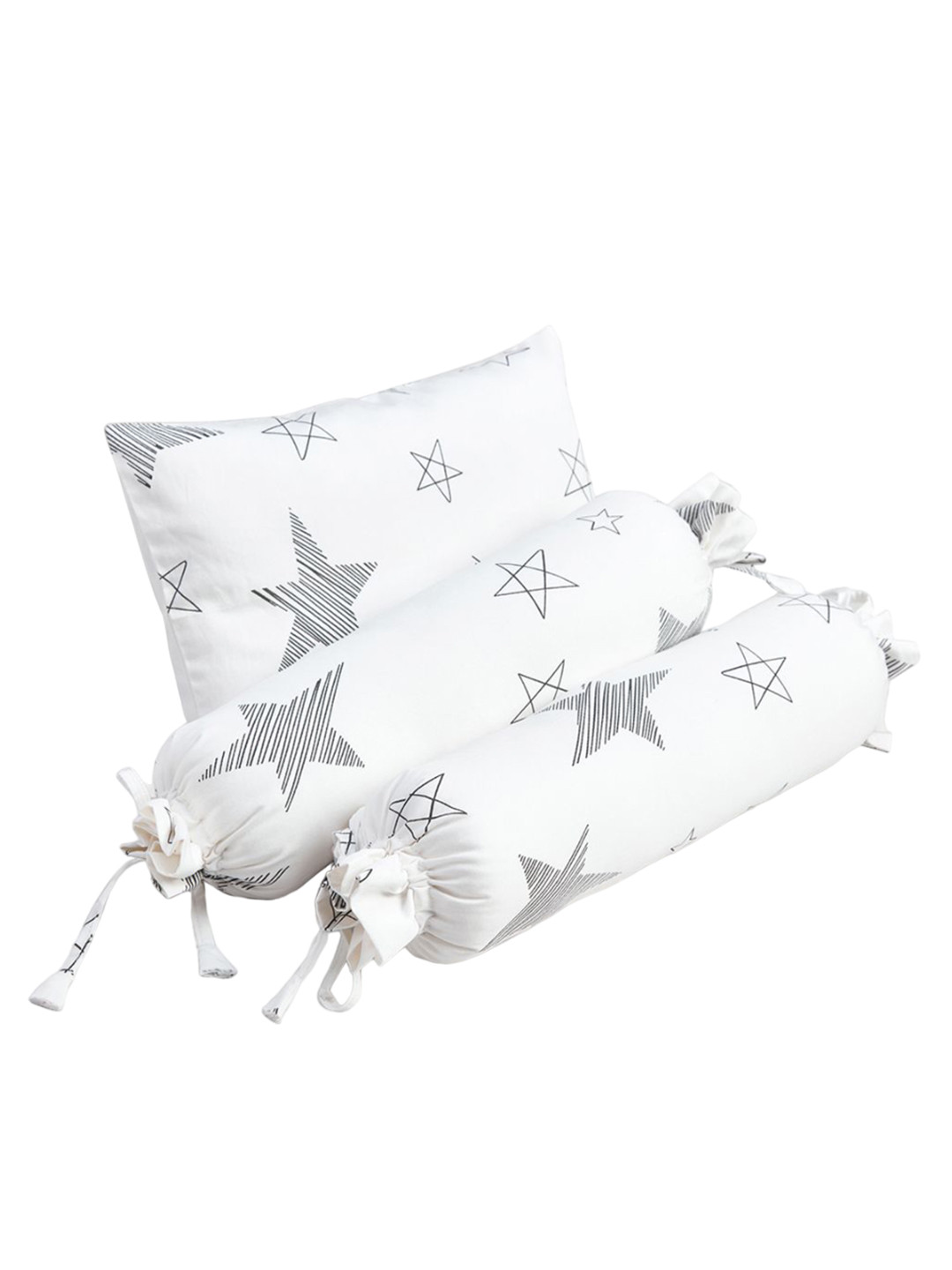 The White Cradle Kids 3-Pcs White & Black Printed Breathable Pure Cotton Baby Pillow
