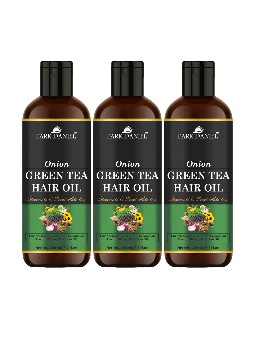 Park Daniel Set Of 3 Onion Green Tea Hair Oil - 200 ml Each
