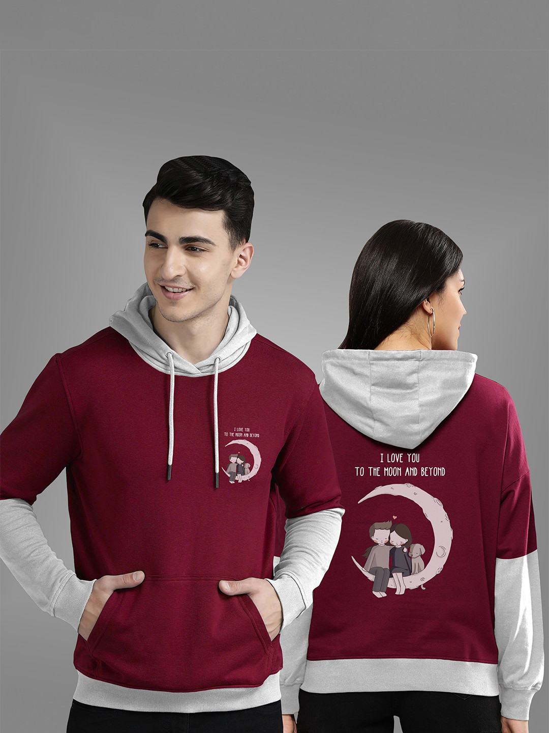 BAESD Unisex Pack Of 2 Couple Full Sleeve Sweatshirt
