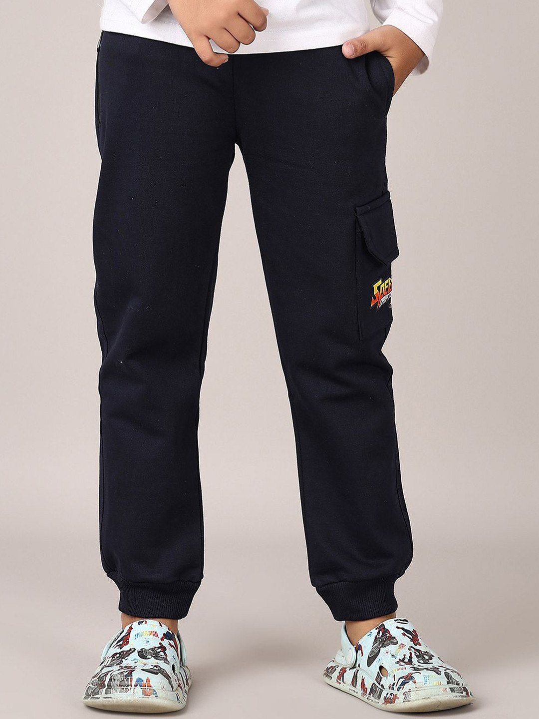 V-Mart Boys Printed Mid Rise Fleece W-Pyjama Joggers