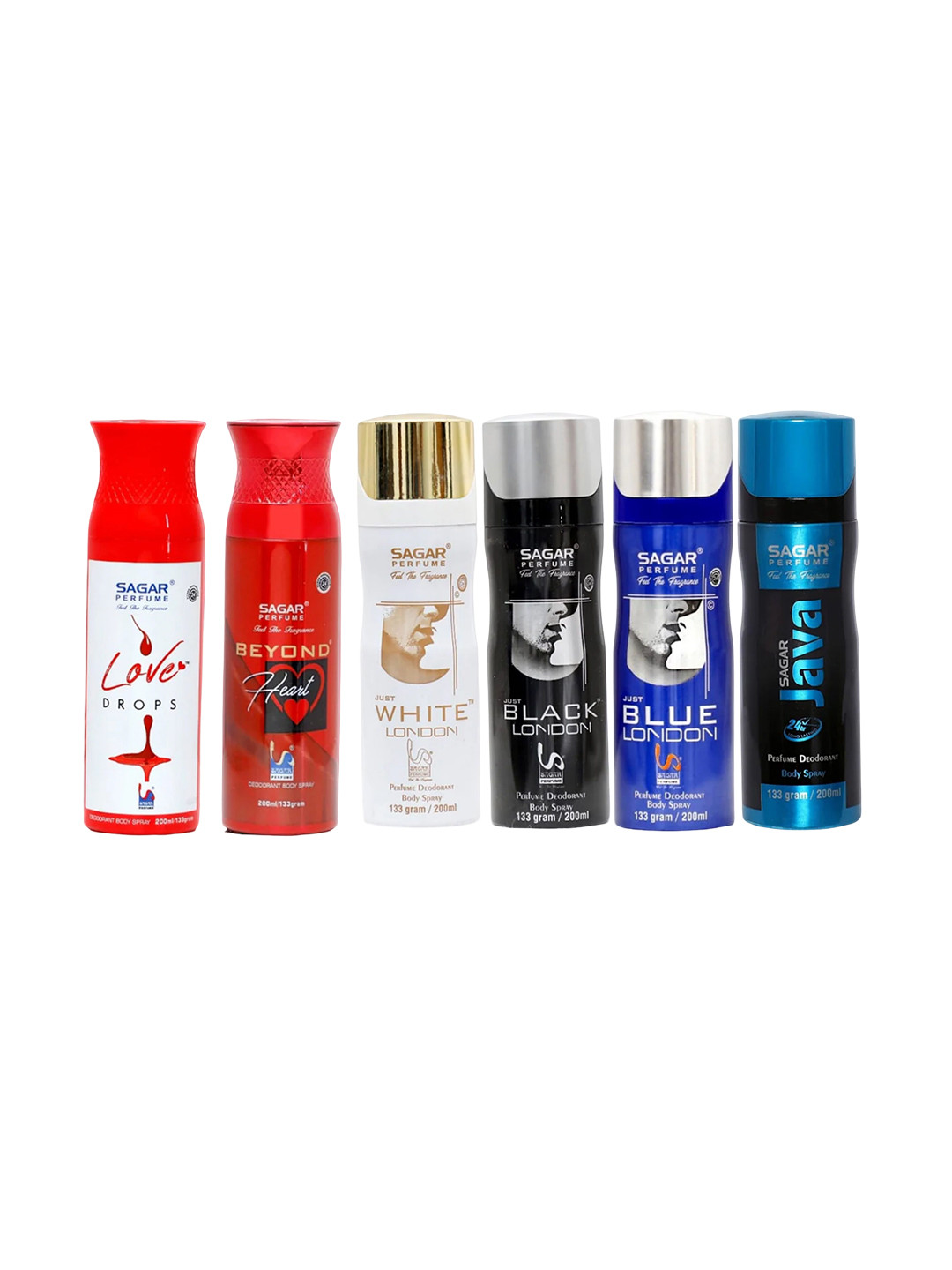 SAGAR PERFUMERY Set Of 6 Long Lasting Deodrants - 200 ml Each