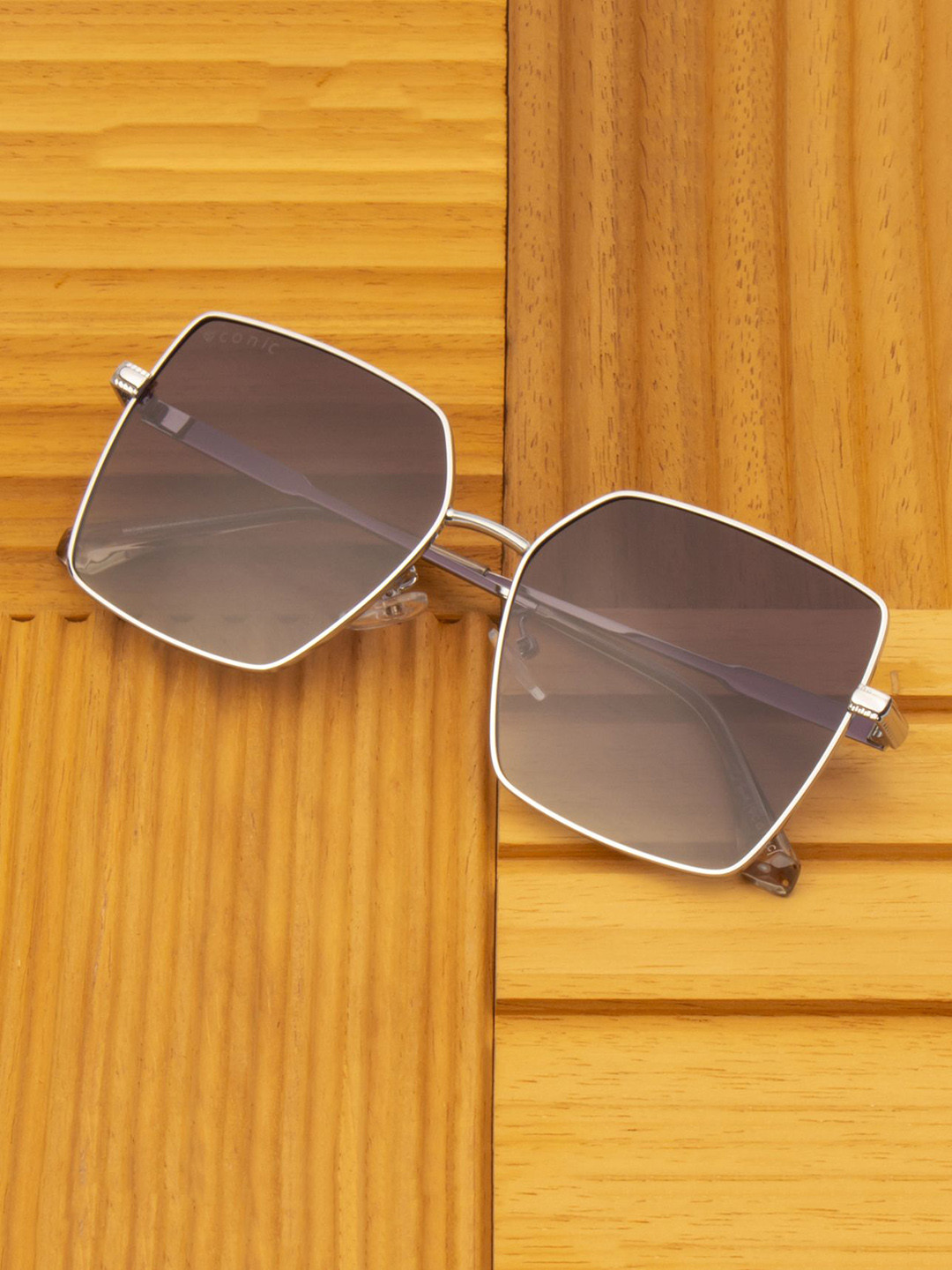 Ted Smith Adults Square Sunglasses with Polarised Lens COSYBOX 2_C5-SILVER