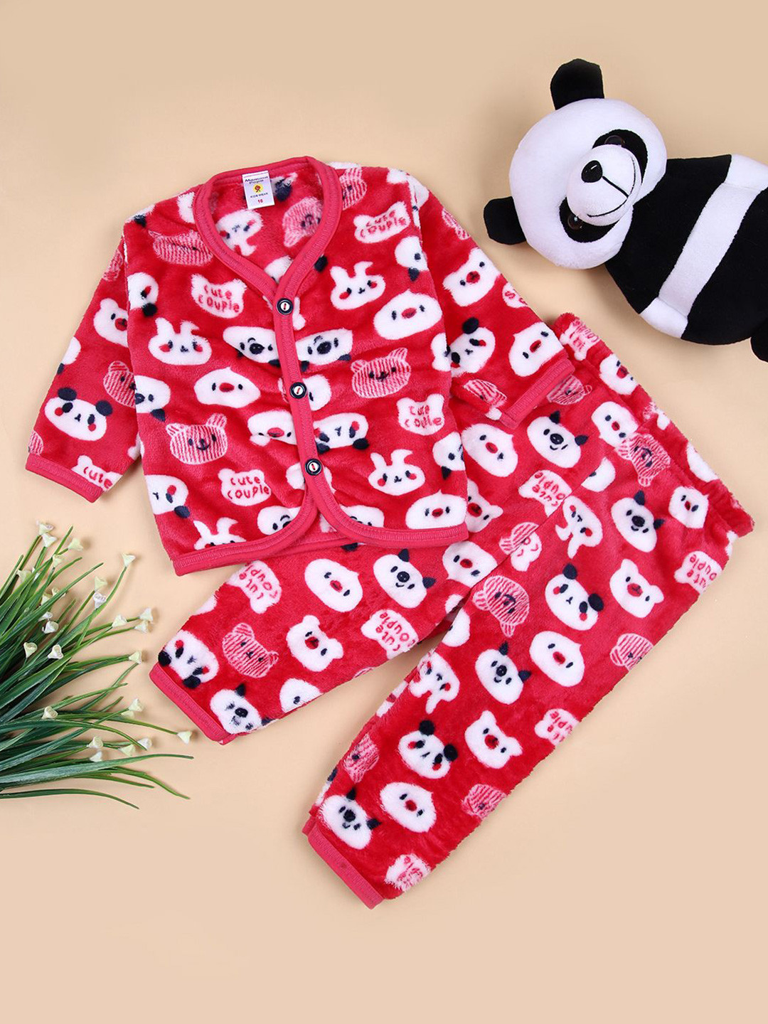 V-Mart Kids Cartoon Characters Printed Round Neck Pure Cotton Shirt With Trousers