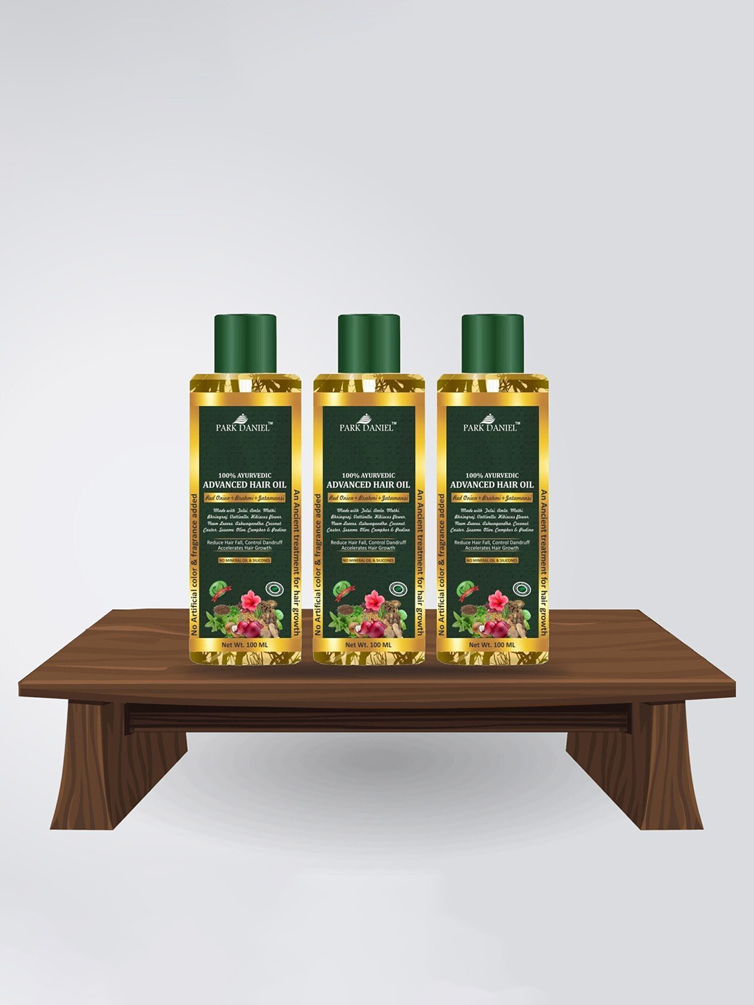 Park Daniel Set Of 3 Pure Ayurvedic Advance Hair Oil For Hydrating & Restoring- 100ml Each