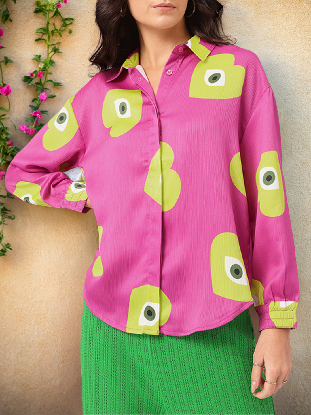 DressBerry Conversatinal Print spread Collar Relaxed Shirt