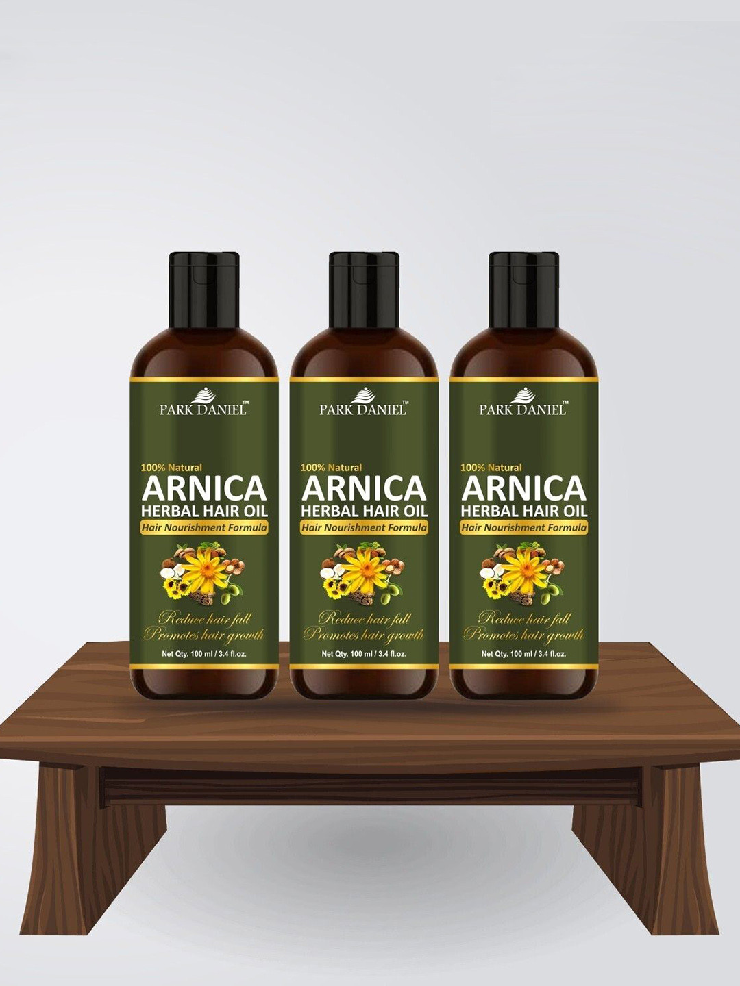 Park Daniel Set Of 3 100% Natural Arnica Herbal Hair Oil - 100 ml Each