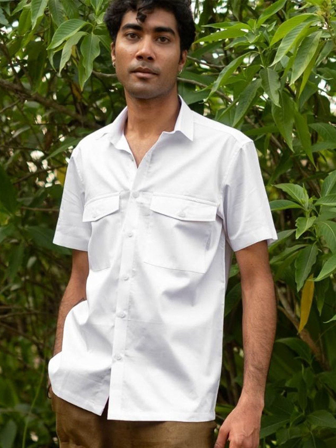Creatures of Habit Men Egyptian Cotton Double Pocket Short Sleeve Shirt