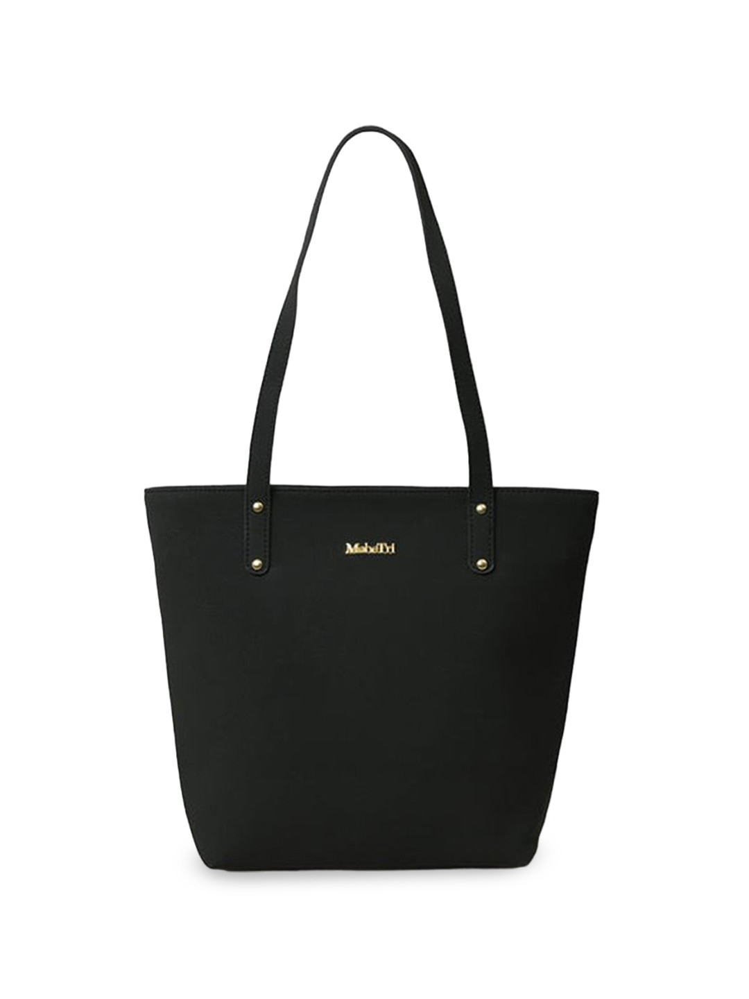 MaheTri Women Era Vegan Leather Structured Black Tote Bag