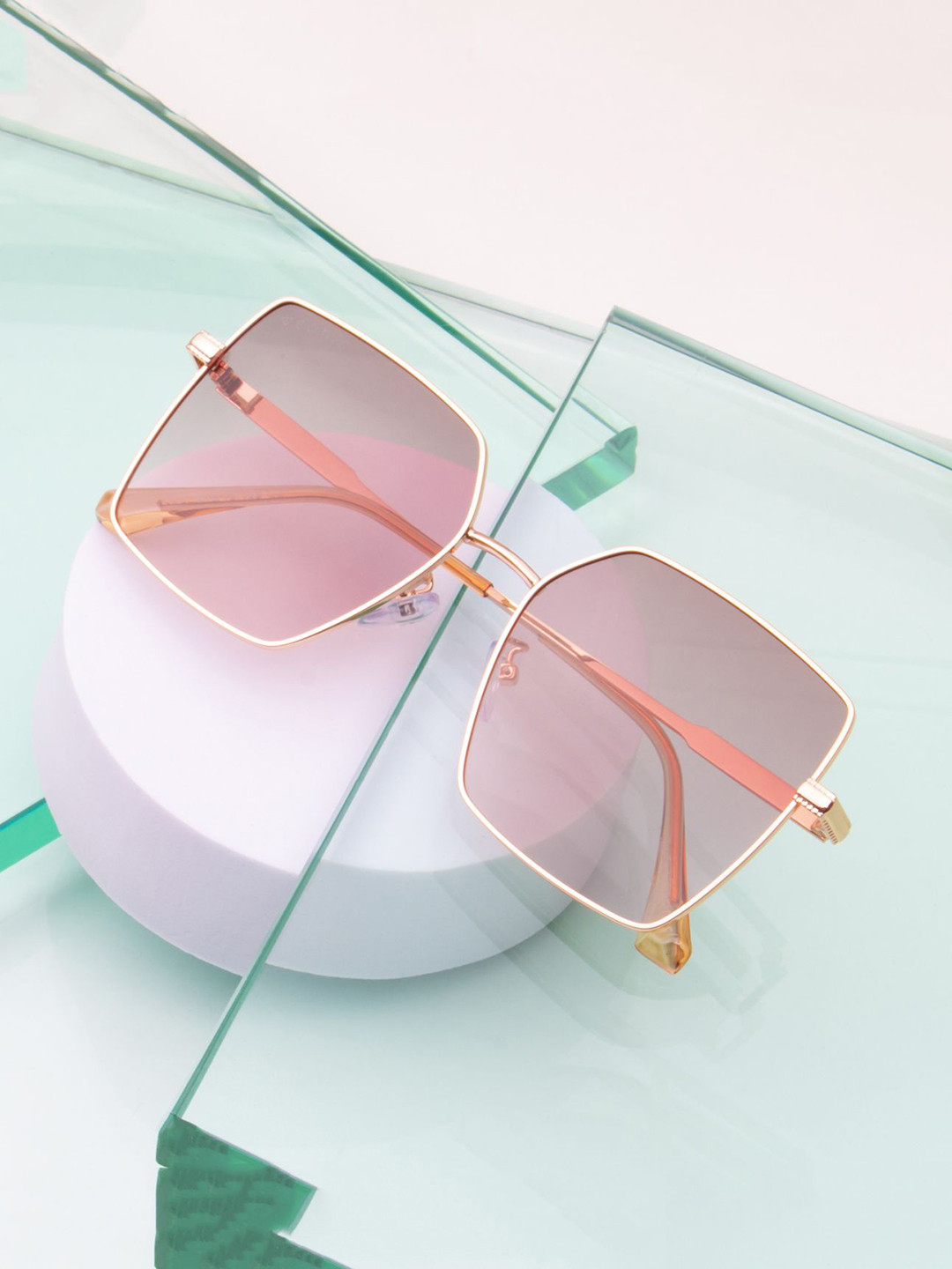 Ted Smith Adults Square Sunglasses with Polarised Lens COSYBOX 2_C2-ROSE GOLD