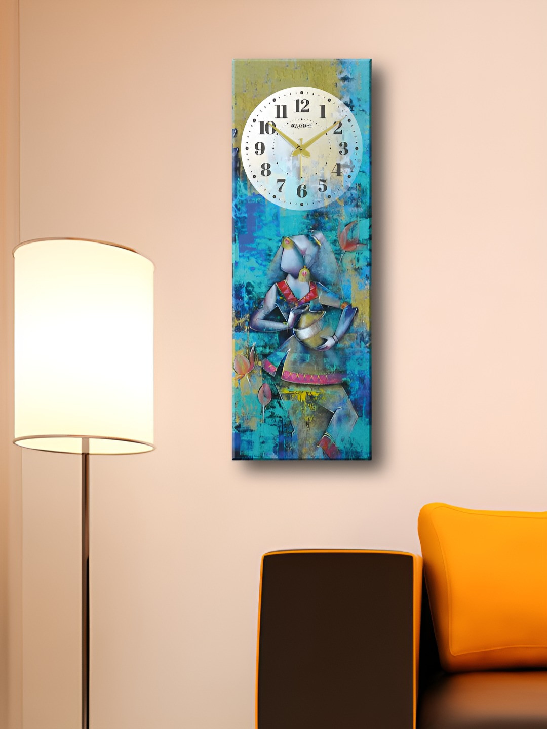 OLIVE TREE Wooden Designer Blue Wood Silent Clock Rectangle Battery Analogue Wall Clock