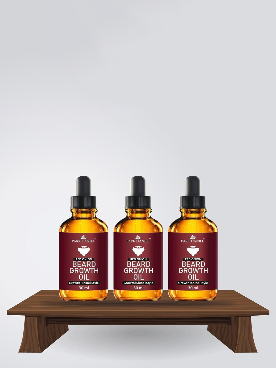 Park Daniel Set Of 3 Red Onion Beard Oil For Growth Shine & Style - 30 ml Each