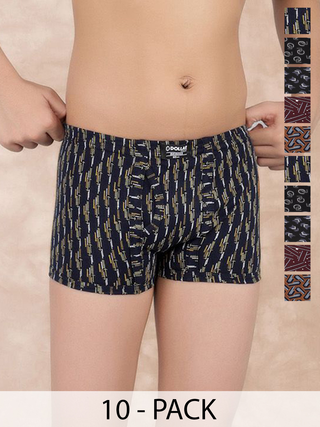 Dollar Bigboss Kid's Printed Pack of 10 Functional Fly Front Trunk